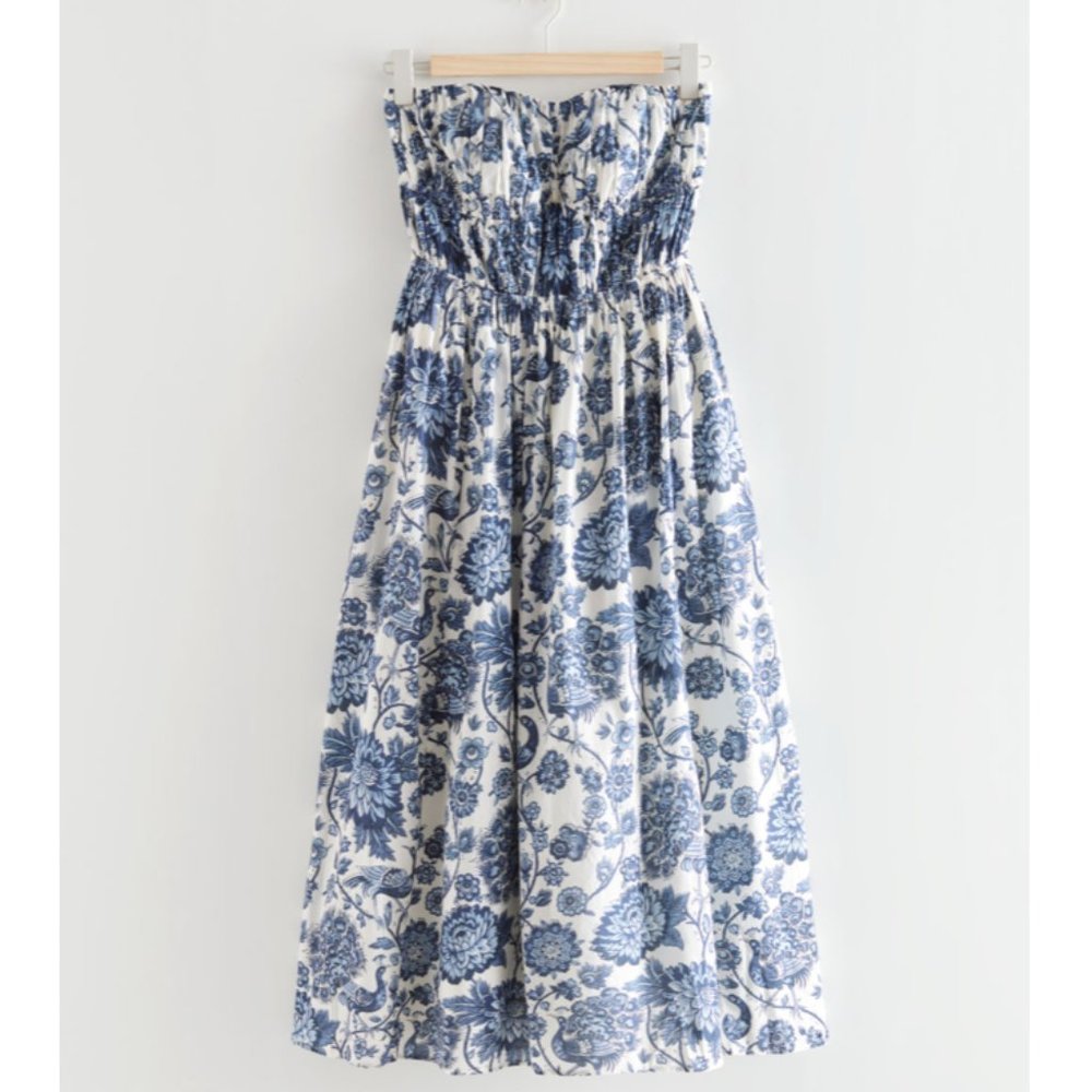 & Other Stories Printed Bandeau Midi Dress
